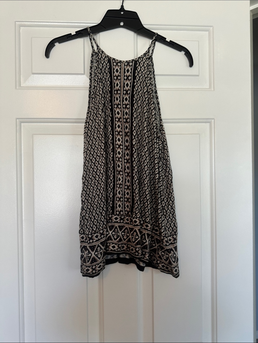 Black and Cream Printed Halter Camisole Top